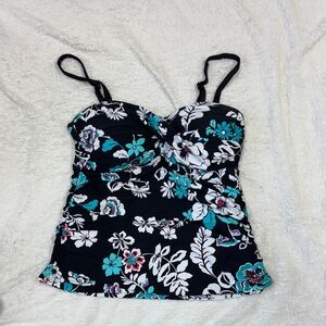 24th & Ocean Black and White One Piece Swimsuit with Adjustable Straps